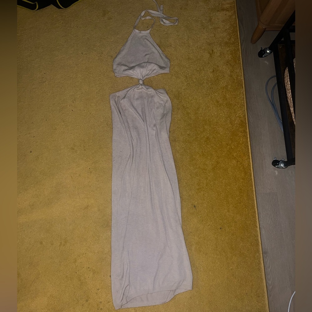 Cream body con Halter Cutout Dress
